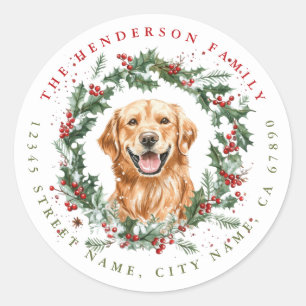 Adesivo Vinhetas Redondas de Cachorros Ouros de Natal