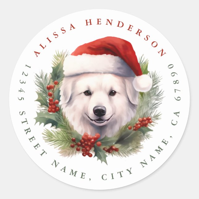 Adesivo Vinhetas Redondas de Cães de Natal (Frente)