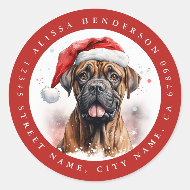 Adesivo Vinhetas redondas de cães de Natal (Frente)