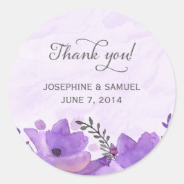 Adesivo Vinhetas redondas de flores de aquarelas roxas