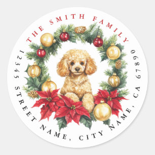 Adesivo Vinhetas Redondas de Poodle de Natal