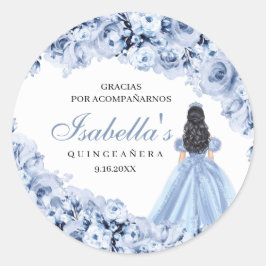 Adesivo Vinhetas Redondas de Quinceanera Azul-Dusty