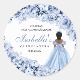 Adesivo Vinhetas Redondas de Quinceanera Azul-Dusty
