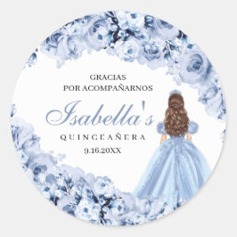 Adesivo Vinhetas Redondas de Quinceanera Azul-Dusty