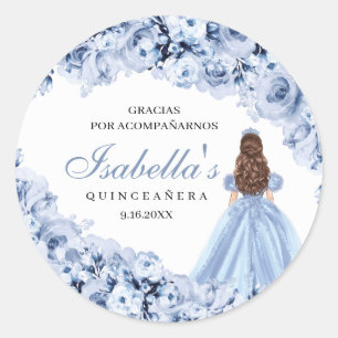 Adesivo Vinhetas Redondas de Quinceanera Azul-Dusty
