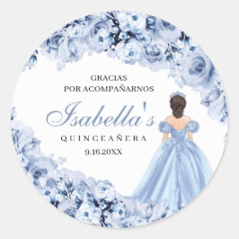Adesivo Vinhetas Redondas de Quinceanera Azul-Dusty