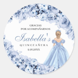 Adesivo Vinhetas Redondas de Quinceanera Azul-Dusty