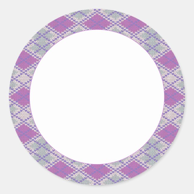 Adesivo Vinhetas redondas do LILAC ARGYLE KNIT de 3" (Frente)