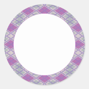 Adesivo Vinhetas redondas do LILAC ARGYLE KNIT de 3"