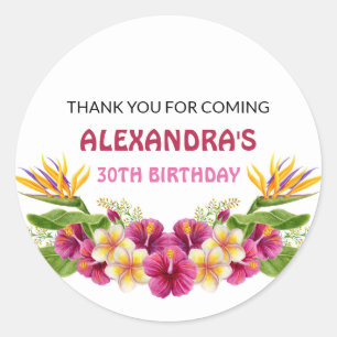 Adesivo Vinhetas Redondas do Partido Floral Tropical Rosa