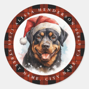 Adesivo Vinhetas redondas do Rottweiler de Natal