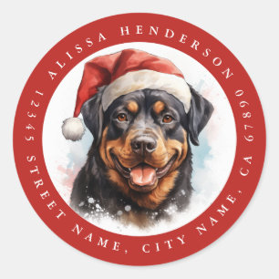 Adesivo Vinhetas redondas do Rottweiler de Natal