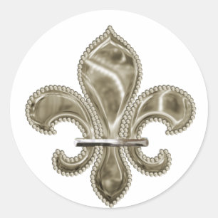 Adesivo Vinhetas redondas Douradas Fleur de Lis