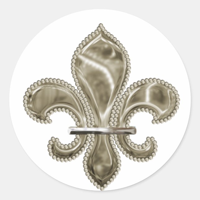 Adesivo Vinhetas redondas Douradas Fleur de Lis (Frente)