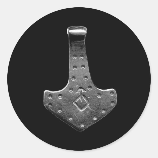 Adesivo Vinhetas redondas grandes pretas de Thor Hammer (Frente)
