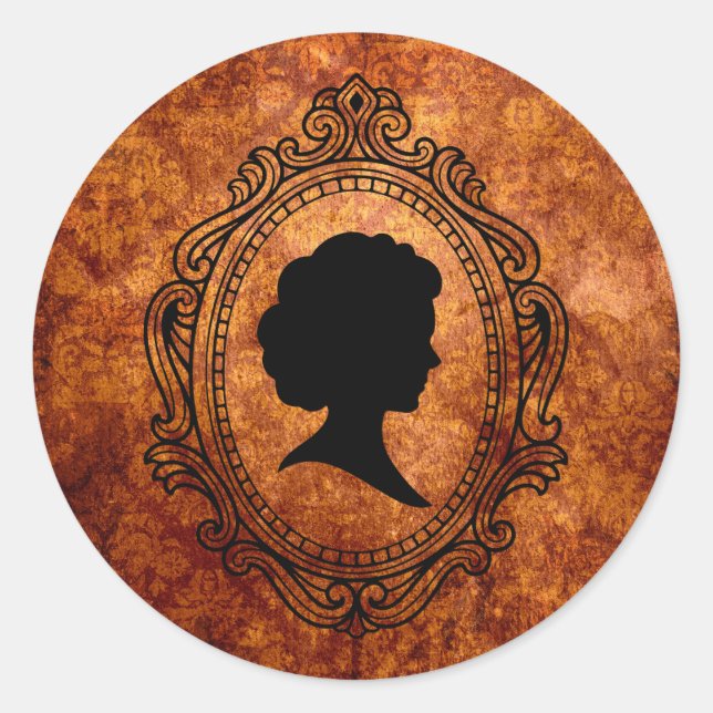 Adesivo Vinhetas Redondas Pequenas, Grunge Laranja, Preto (Frente)