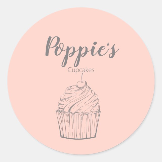 Adesivo Vinhetas redondas personalizadas de Cupcake (Frente)