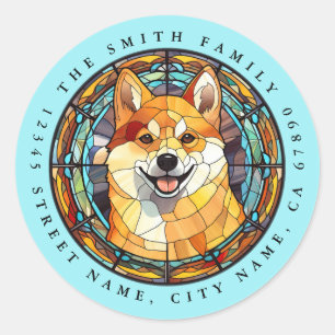 Adesivo Vinhetas redondas Shiba Inu