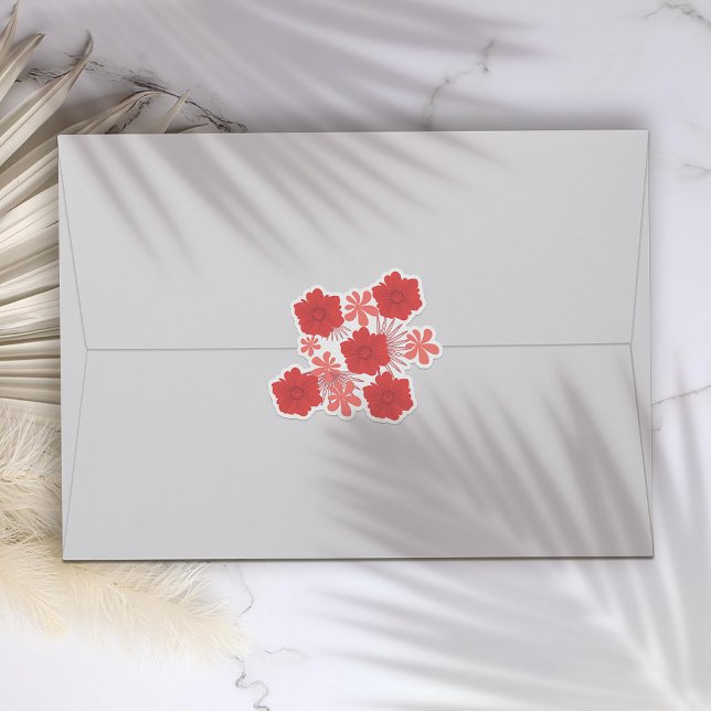 Adesivo Vinhetas Românticas de Casamento Floral Vermelho (Criador carregado)