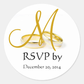 Adesivo Vinhetas RSVP de Monograma de Casamento Dourado