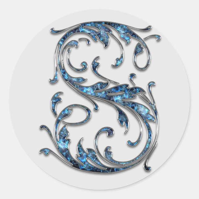 Adesivo vinhetas S iniciais de monograma (Frente)