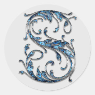 Adesivo vinhetas S iniciais de monograma