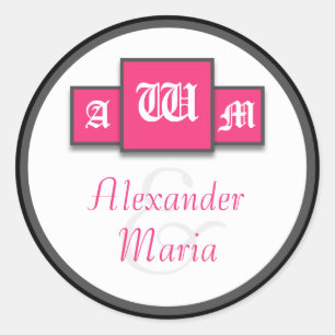 Adesivo Vinhetas/Selos De Casamento Moderno Da Fuchsia De 