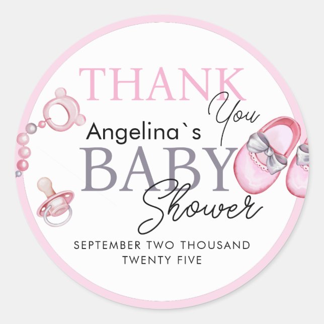 Adesivo Vinhetas te obrigado por chá de fraldas. (Frente)