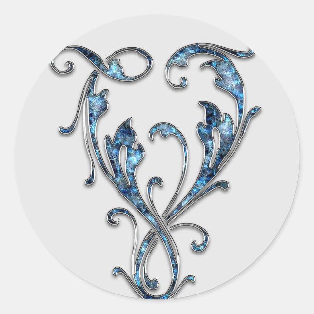 Adesivo vinhetas V iniciais monograma (Frente)