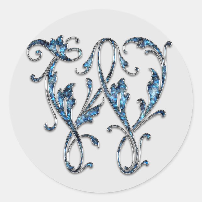 Adesivo vinhetas W iniciais de monograma (Frente)