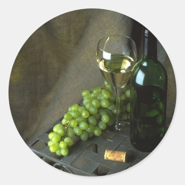 Adesivo Vinho branco e vinhetas verdes (Frente)