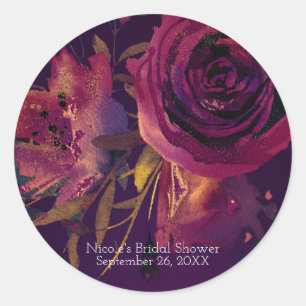 Adesivo Vinho de Borgonha Rosa Floral Roxo Chá de Bebê de