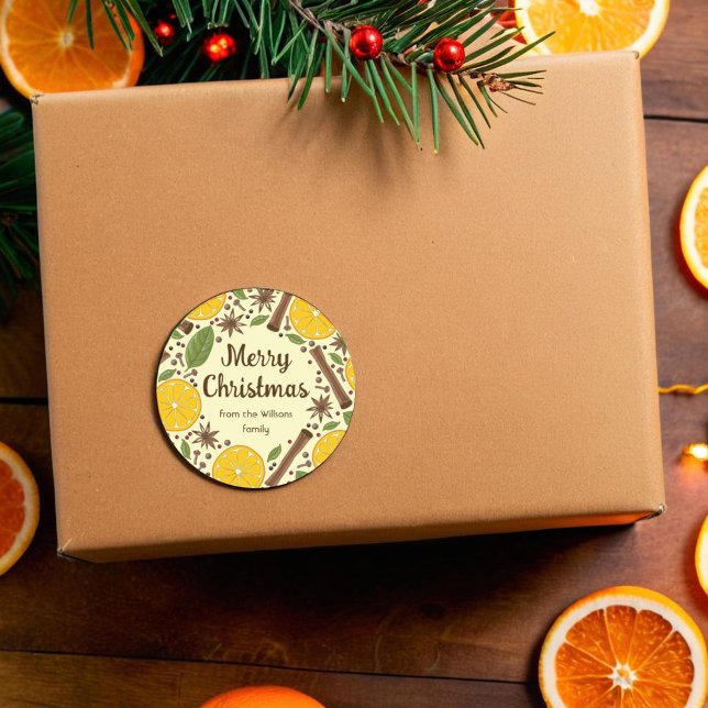 Adesivo Vinho encharcado de Natal amarelo claro (Christmas mulled wine spicy light yellow classic round sticker)