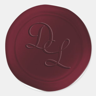Adesivo Vinho Escuro Vermelho 2 - Letra Monograma Cera Ved
