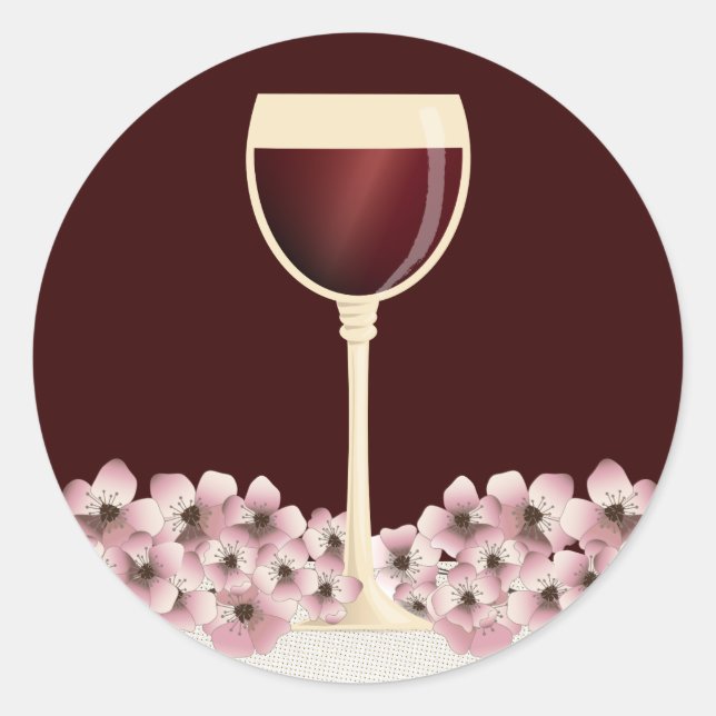 Adesivo Vinho Vermelho Elegante e Selo de Envelope Flor (Frente)