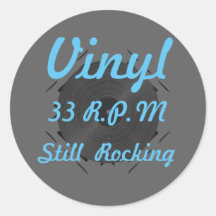 Adesivo Vinil 33 RPM ainda que balança 3 cinzas/azuis