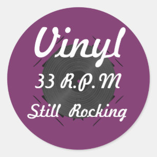 Adesivo Vinil 33 RPM ainda que balança 3 roxos/brancos