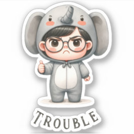 Adesivo Vinil "Boy In Elephant Suit/Trouble" Bonito