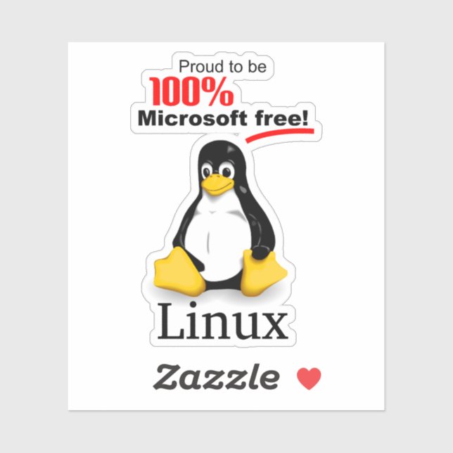 Adesivo Vinil Sticker 3x3 Linux - Microsoft Free (Folha)