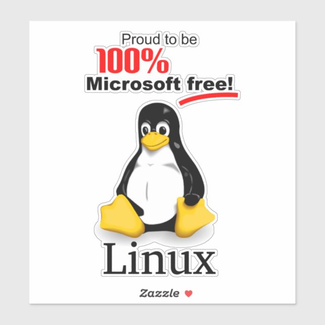 Adesivo Vinil Sticker 8x8 Linux - Microsoft Free (Folha)