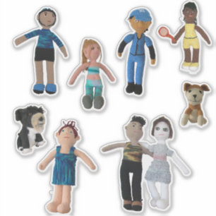 Adesivo Vinil Stickers - Bonecas esportivas com cães
