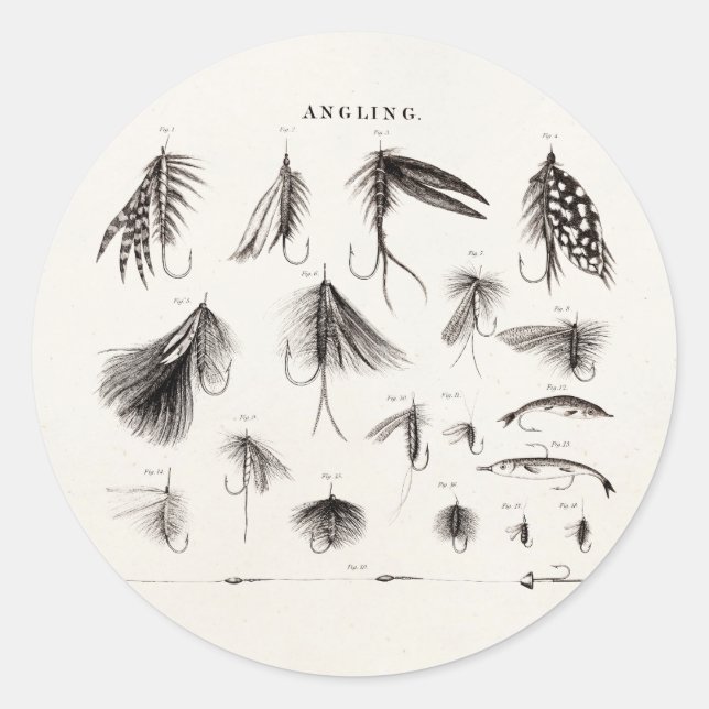 Adesivo Vintage 1800s Pesca com Voo Voa Voo (Frente)