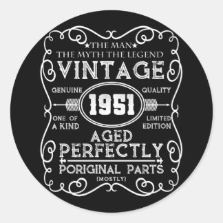 Adesivo Vintage 1951 Man Myth Legend 70 Birthday