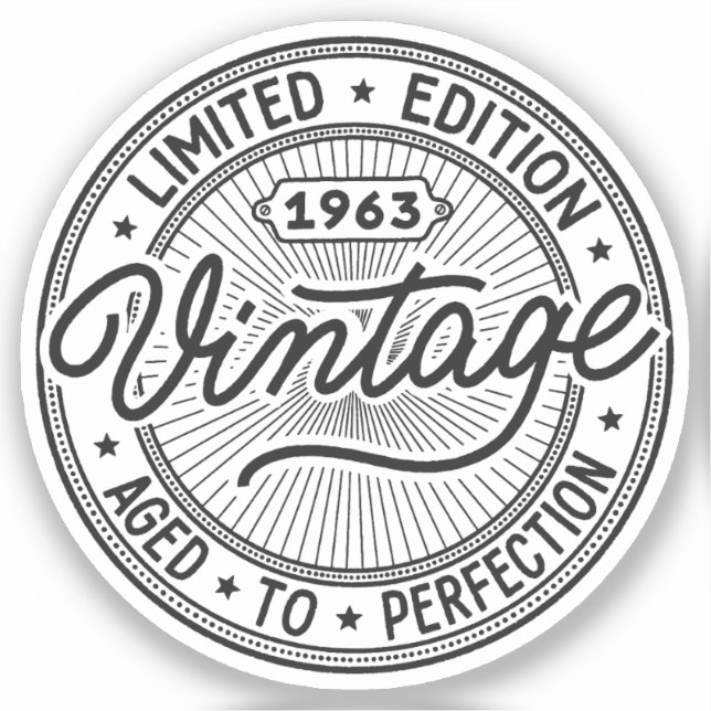 Adesivo Vintage 1963 Aniversário (Frente)