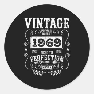 Adesivo Vintage 1969 Ano de Nascimento Aniversário Notícia