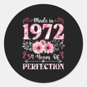 Adesivo Vintage 1972 54 Anos de Ser Incrível Floral Nascim