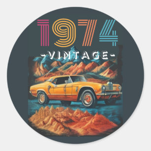 Adesivo Vintage, 1974, carro legal