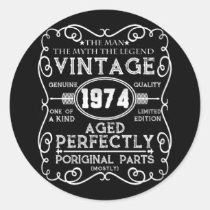 Adesivo Vintage 1974 Man Myth Legend 47th Birthday