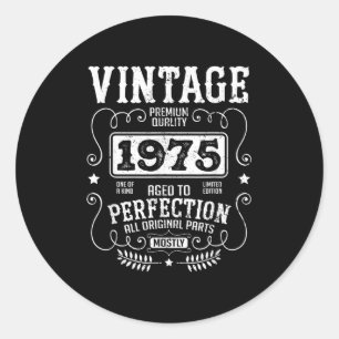 Adesivo Vintage 1975 Birth Year Birthday Engraçado Cotes R