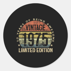 Adesivo Vintage 1975 Limited Edition 50 anos de idade pres